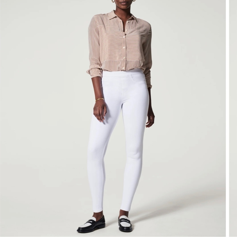 Spanx Jean-ish Ankle Jeans Leggings. Casual Neutral Tummy Control White, Size S